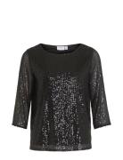 Visparkling 3/4 O-Neck Top /Ka Tops Blouses Long-sleeved Black Vila