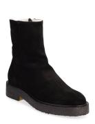 Warm Lining A3109 Shoes Boots Ankle Boots Ankle Boots Flat Heel Black ...