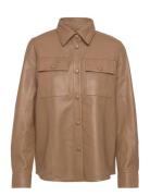 Leather Shirt Tops Shirts Long-sleeved Beige Rosemunde