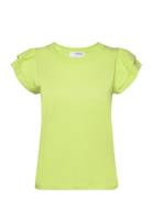 Slfcamila Ss Ruffle Tee Tops T-shirts & Tops Short-sleeved Green Selec...