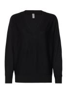 Cuannemarie V-Neck Pullover Tops Knitwear Jumpers Black Culture