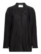 Slfellie Ls Plisse Shirt Curve Tops Shirts Long-sleeved Black Selected...