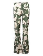 Flared Floral-Print Trousers Bottoms Trousers Flared Green Mango