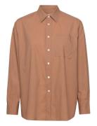 Boxy Shirt Tops Shirts Long-sleeved Brown Hope