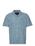 Gingham Revere Collar Shirt Tops Shirts Short-sleeved Blue Lyle & Scot...