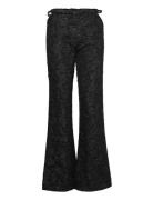 Stretch Jacquard Flared Pants Bottoms Trousers Flared Black Ganni