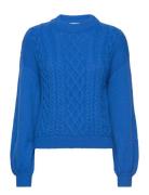 Vichinti O-Neck Cable Knit Top/Su-Noos Tops Knitwear Jumpers Blue Vila