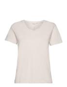 Jada Ss V-Neck Gots Tops T-shirts & Tops Short-sleeved Beige Basic App...