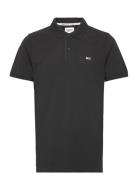 Tjm Slim Placket Polo Tops Polos Short-sleeved Black Tommy Jeans