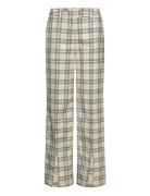 Low Rise Straight Checked Pants Bottoms Trousers Straight Leg Beige GA...