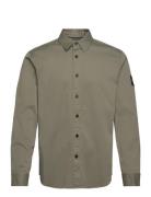 Monologo Badge Relaxed Shirt Tops Shirts Casual Khaki Green Calvin Kle...