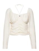Gathered Bust Blouse Tops Blouses Long-sleeved White Gina Tricot