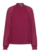 Vianlis Halterneck L/S Top/Su Tops Blouses Long-sleeved Red Vila