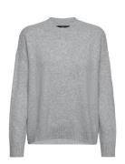 Round-Neck Knitted Sweater Tops Knitwear Jumpers Grey Mango