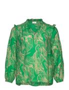 Carbetsey L/S Frill Top Aop Tops Blouses Long-sleeved Green ONLY Carma...