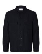 Slhmads-Linen Overshirt Ls Noos Tops Shirts Casual Black Selected Homm...