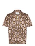 Hendrix Aop Ss Shirt Tops Shirts Short-sleeved Cream Les Deux