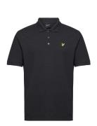 Textured Tipped Polo Shirt Tops Polos Short-sleeved Black Lyle & Scott