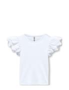 Kmgzenia S/L Detail Top Jrs Tops T-shirts Short-sleeved White Kids Onl...