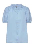 Cusmilla Shirt Tops Blouses Short-sleeved Blue Culture
