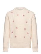 Floral Embroidery Sweater Tops Knitwear Pullovers Pink Mango
