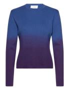 Maya Dawn Rib Blouse Tops T-shirts & Tops Long-sleeved Blue Hosbjerg