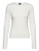 Soft Touch Crew Neck Top Tops T-shirts & Tops Long-sleeved White Gina ...