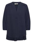 Fqtulip-Blouse Tops Blouses Long-sleeved Navy FREE/QUENT