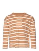 Striped Cotton T-Shirt Tops T-shirts Long-sleeved T-shirts Orange Mang...