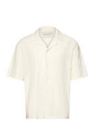 Terry Jacquard Shirt Tops Shirts Short-sleeved Cream GANT