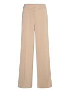 Ingrid Satin Trousers Bottoms Trousers Wide Leg Beige Marville Road
