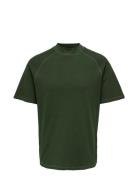 Onskeith Reg Waffle Mock Ss 3654 Tee Tops T-shirts Short-sleeved Green...