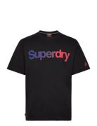 Core Logo Loose Tee Tops T-shirts Short-sleeved Black Superdry