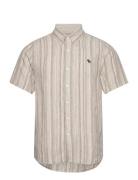 Anf Mens Wovens Tops Shirts Short-sleeved Beige Abercrombie & Fitch