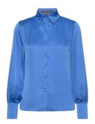 Satin Tops Shirts Long-sleeved Blue French Connection