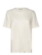 Linen Ss T-Shirt Tops T-shirts & Tops Short-sleeved Cream GANT