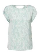 Recycled Polyester Blouse Ss Tops Blouses Short-sleeved Blue Rosemunde