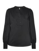 Cuantoinett Blouse Tops Shirts Long-sleeved Black Culture