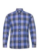 Flex Textured Tartan Rf Shirt Tops Shirts Casual Blue Tommy Hilfiger