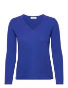 Cashmere V-Neck Tops Knitwear Jumpers Blue Rosemunde