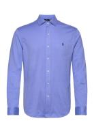 Jersey Spread-Collar Shirt Tops Shirts Casual Blue Polo Ralph Lauren