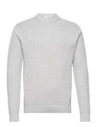 Slhdane Ls Knit Structure Crew Neck Noos Tops Knitwear Round Necks Gre...