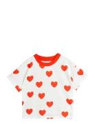 Hearts Aop Ss Tee Tops T-shirts Short-sleeved Red Mini Rodini