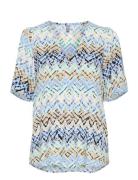 Cukendall Ss Blouse Tops Blouses Short-sleeved Blue Culture