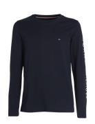 Tommy Logo Long Sleeve Tee Tops T-shirts Long-sleeved Navy Tommy Hilfi...