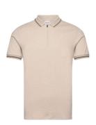 Slhslim-Toulouse Detail Ss Polo Noos Tops Polos Short-sleeved Beige Se...
