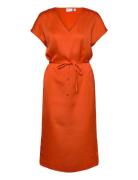 Viellette V-Neck S/S Dress/Su - Noos Polvipituinen Mekko Orange Vila