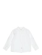 Mao Collar Linen Shirt Tops Shirts Long-sleeved Shirts White Mango