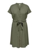 Carcaro S/S Linen Calf Shirt Dress Tlr Lyhyt Mekko Khaki Green ONLY Ca...