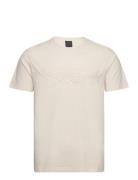 Am Emboss Tee Tops T-shirts Short-sleeved Cream Hackett London